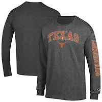 Men's Champion  Charcoal Texas Longhorns Arch Over Logo 2-Hit Long Sleeve T-Shirt
