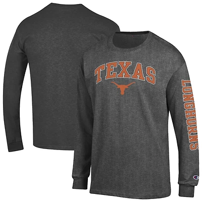 Men's Champion  Charcoal Texas Longhorns Arch Over Logo 2-Hit Long Sleeve T-Shirt
