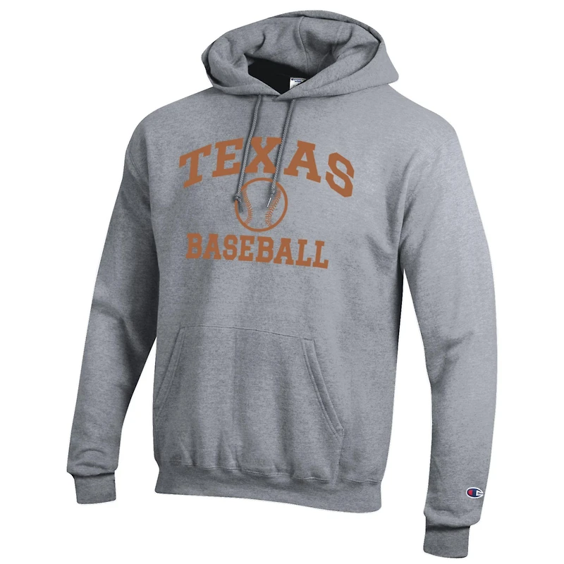 Men's Champion Gray Texas Longhorns Icon Baseball Powerblend Pullover Hoodie