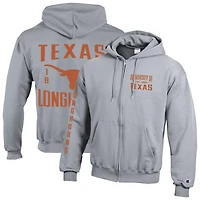Sweat à capuche zippé en polaire Powerblend gris Champion Texas Longhorns Varsity pour homme