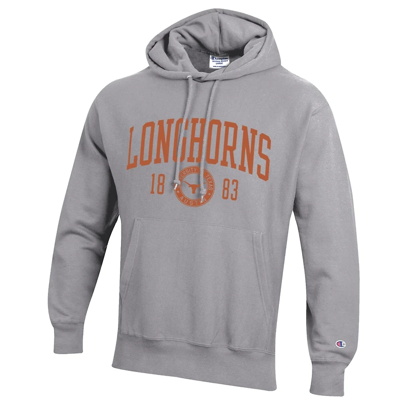 Men's Champion Heather Gray Texas Longhorns Established Reverse Weave Hoodie