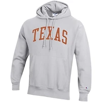 Men's Champion Heather Gray Texas Longhorns Team Arch Reverse Weave Relaxed Fit Pullover Hoodie