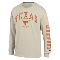 Men's Champion  Heather Oatmeal Texas Longhorns Neutral Arch Long-Sleeve T-Shirt