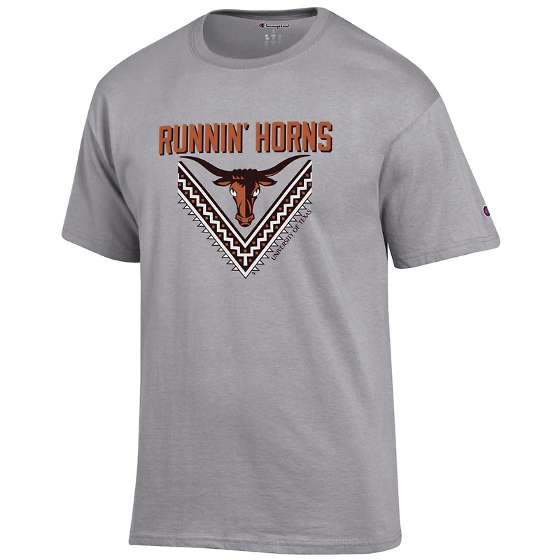 T-shirt Champion pour homme, gris chiné, Texas Longhorns Runnin' Horns
