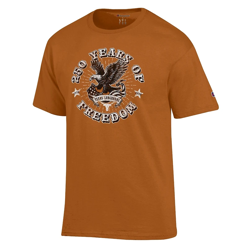T-shirt homme Champion Texas Orange Longhorns Americana 250 ans de liberté