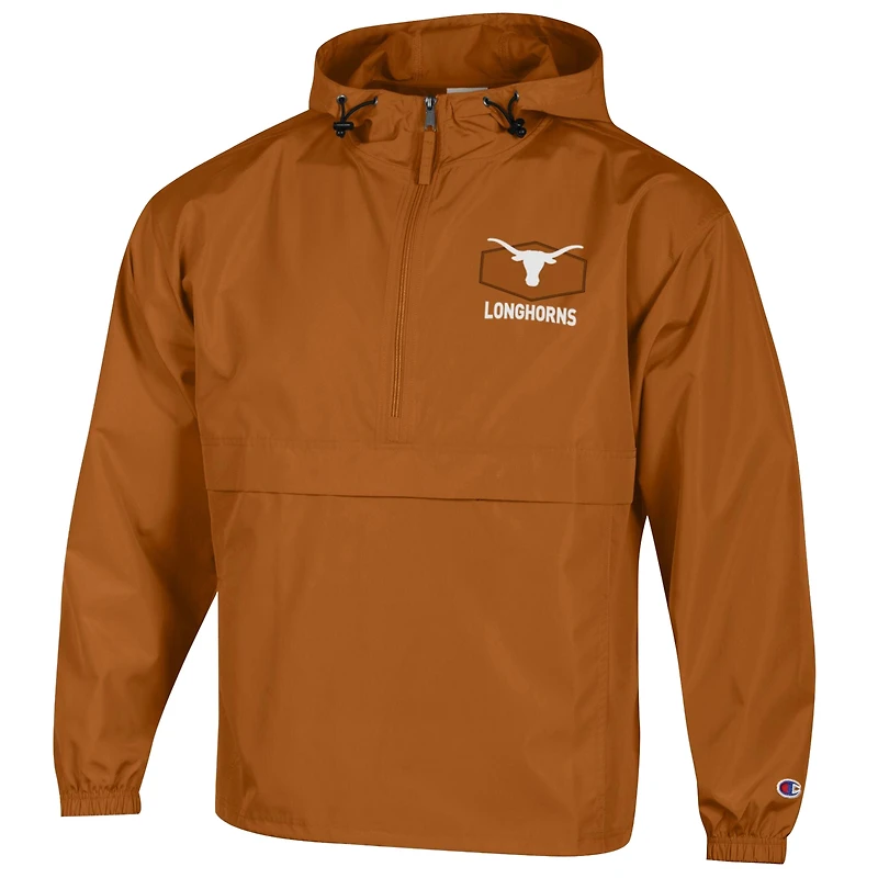 Veste à demi-zip compressible Champion Texas Orange Longhorns pour homme
