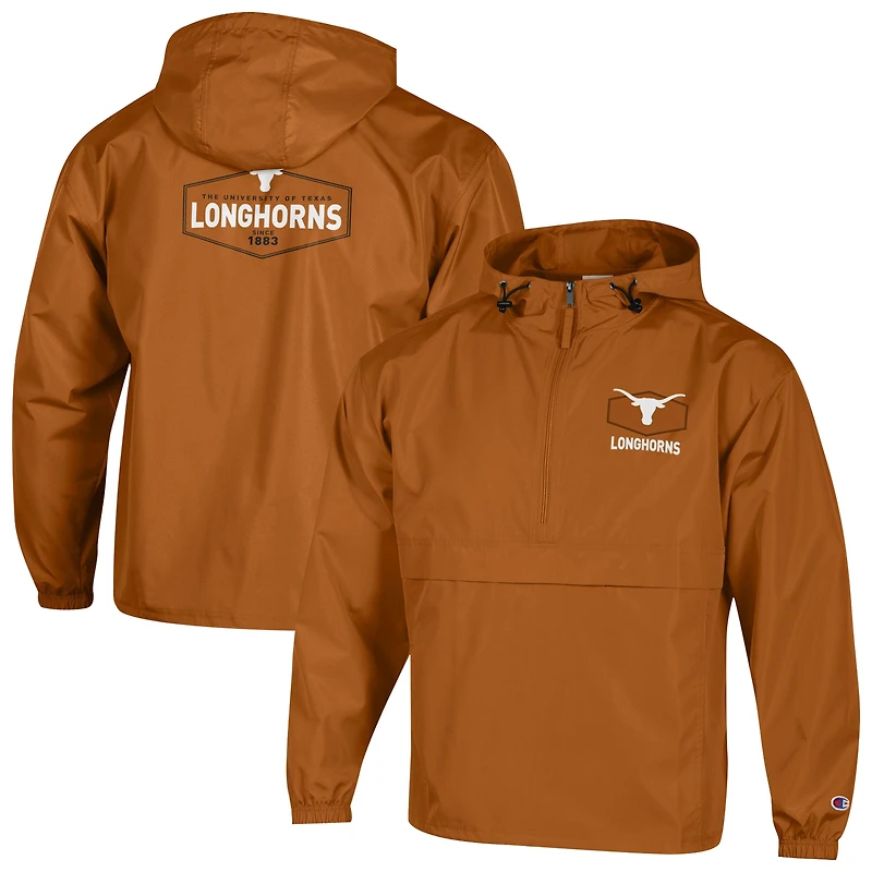 Veste à demi-zip compressible Champion Texas Orange Longhorns pour homme