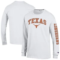 Men's Champion  White Texas Longhorns Arch Over Logo 2-Hit Long Sleeve T-Shirt