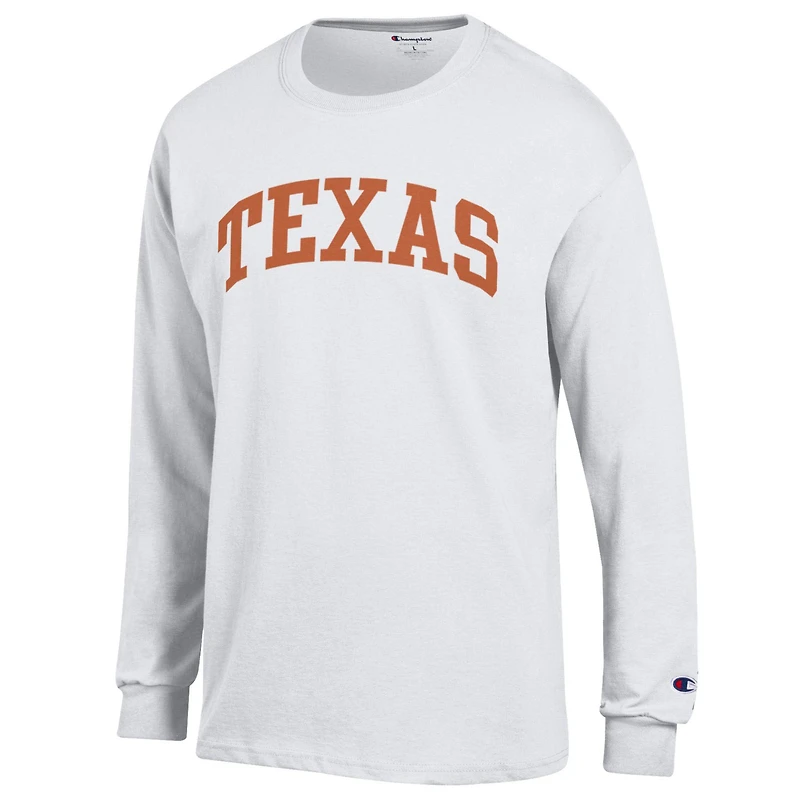 Men's Champion  White Texas Longhorns Basic Arch Long Sleeve T-Shirt