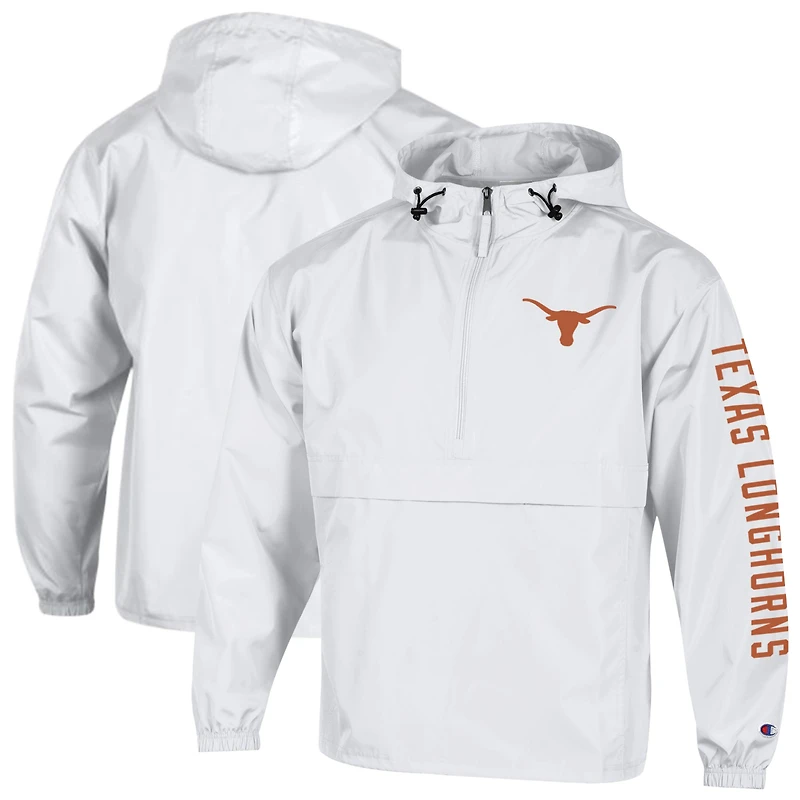 Veste à capuche demi-zip pliable Champion blanche Texas Longhorns pour homme