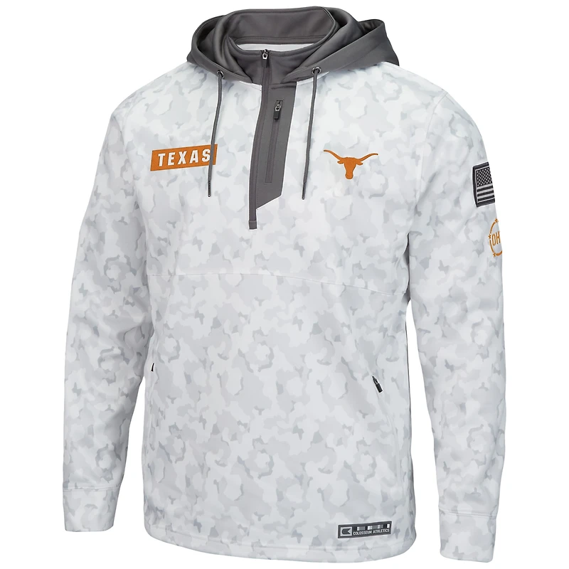 Men's Colosseum Arctic Camo Texas Longhorns OHT Military Appreciation Quarter-Zip Hoodie