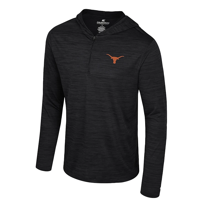 Men's Colosseum Black Texas Longhorns Always Sunny Lightweight Quarter-Zip Hoodie