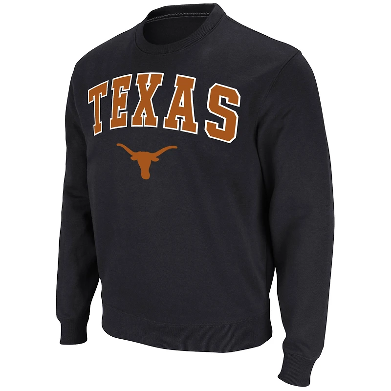 Men's Colosseum Black Texas Longhorns Arch & Logo Pullover Sweatshirt