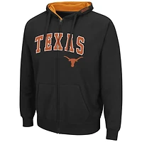 Men's Colosseum Black Texas Longhorns Arch & Team Logo 3.0 Full-Zip Hoodie