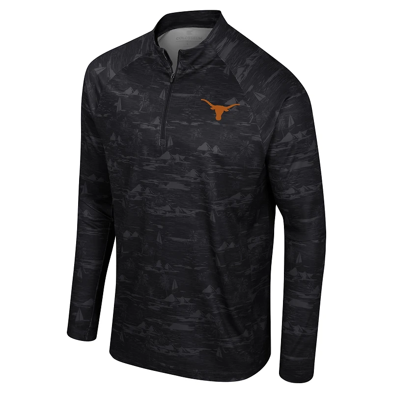Men's Colosseum Black Texas Longhorns Carson Raglan Quarter-Zip Jacket