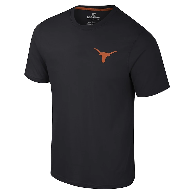 Men's Colosseum Black Texas Longhorns Logo Lockup 2-Hit Active Blend T-Shirt