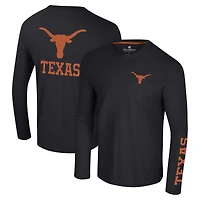 T-shirt à manches longues Colosseum Black Texas Longhorns Logo Lockup 3-Hit Active Blend pour hommes
