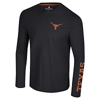T-shirt à manches longues Colosseum Black Texas Longhorns Logo Lockup 3-Hit Active Blend pour hommes
