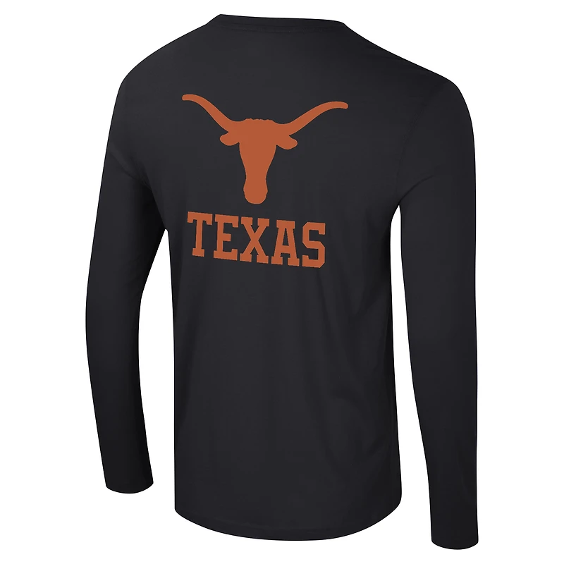T-shirt à manches longues Colosseum Black Texas Longhorns Logo Lockup 3-Hit Active Blend pour hommes