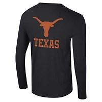 T-shirt à manches longues Colosseum Black Texas Longhorns Logo Lockup 3-Hit Active Blend pour hommes