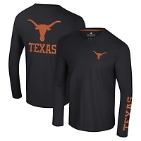 T-shirt à manches longues Colosseum Black Texas Longhorns Logo Lockup 3-Hit Active Blend pour hommes