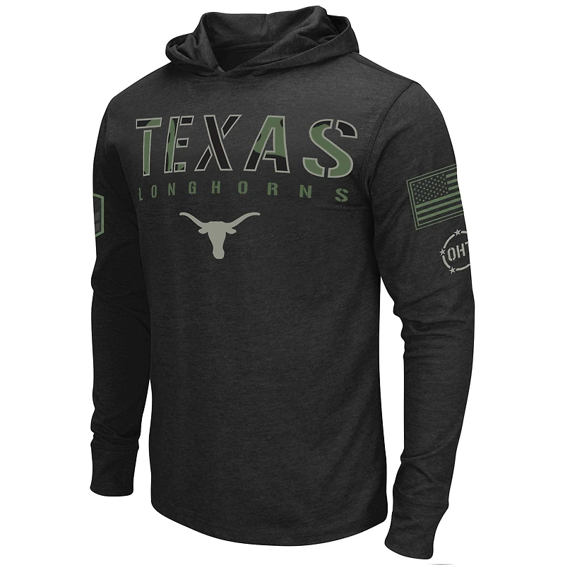 Men's Colosseum Black Texas Longhorns OHT Military Appreciation Hoodie Long Sleeve T-Shirt