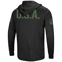 T-shirt à manches longues pour hommes Colosseum Black Texas Longhorns OHT Military Appreciation Hoodie