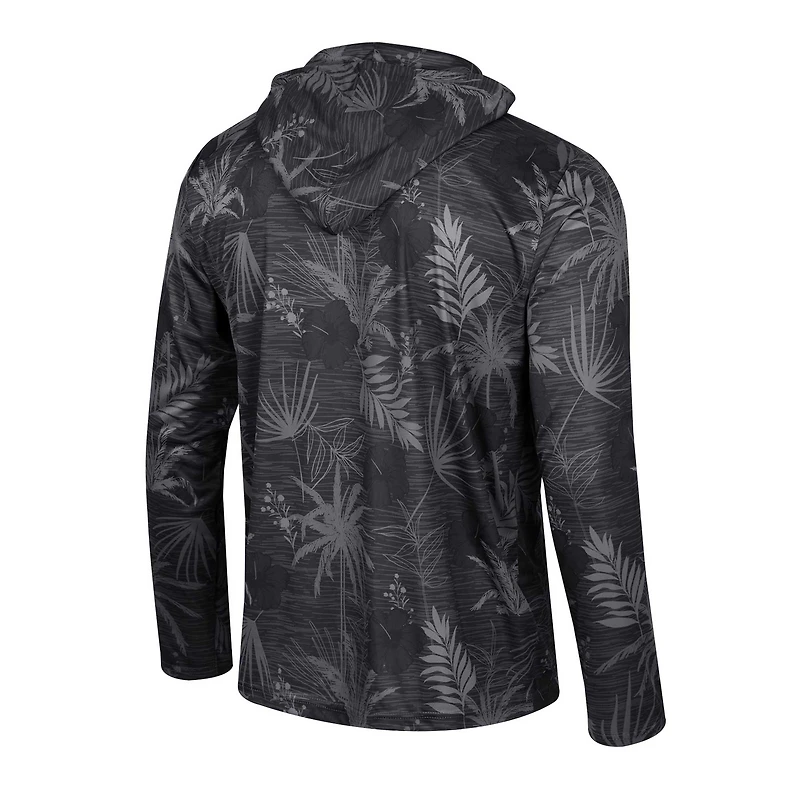 Haut à capuche léger avec fermeture éclair sur un quart de pouce imprimé Colosseum Texas Longhorns Palms pour hommes noir