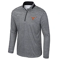 Men's Colosseum Black Texas Longhorns Striped Quarter-Zip Top