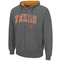 Men's Colosseum Charcoal Texas Longhorns Arch & Team Logo 3.0 Full-Zip Hoodie