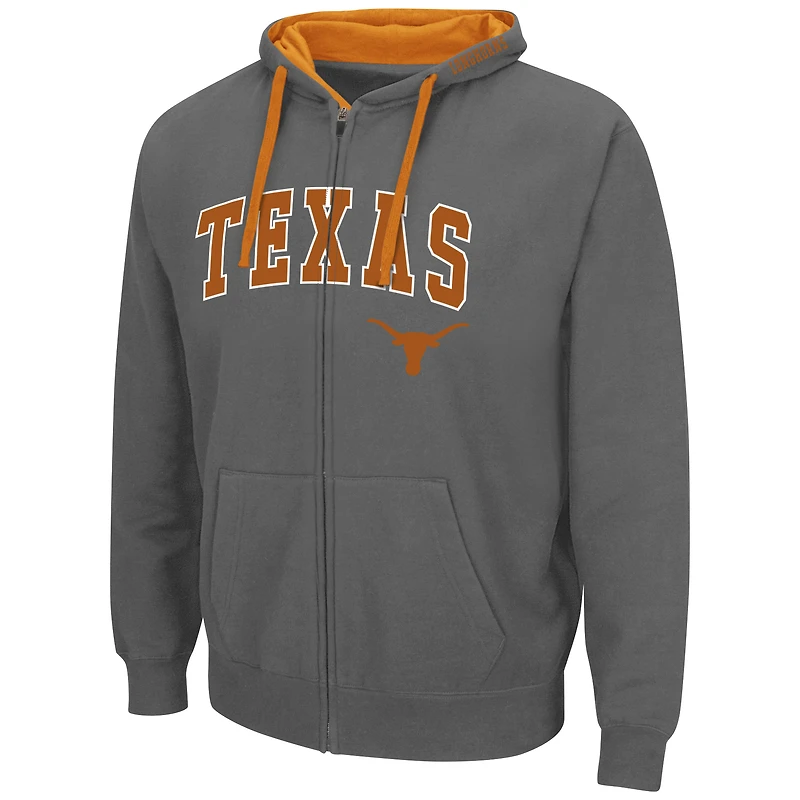 Men's Colosseum Charcoal Texas Longhorns Big & Tall Full-Zip Hoodie