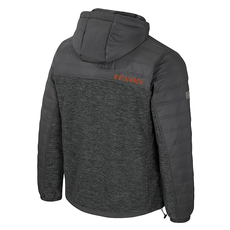 Men's Colosseum Charcoal Texas Longhorns Nightman Full-Zip Hoodie Puffer Jacket