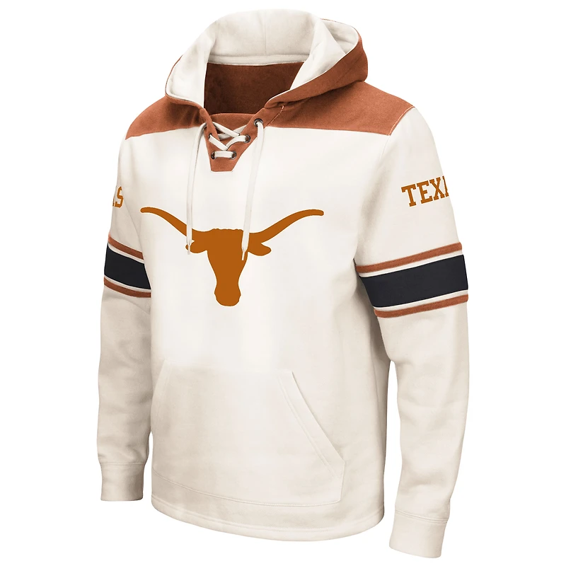 Men's Colosseum Cream Texas Longhorns Big & Tall Hockey Lace-Up Pullover Hoodie