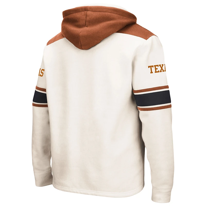 Men's Colosseum Cream Texas Longhorns Big & Tall Hockey Lace-Up Pullover Hoodie
