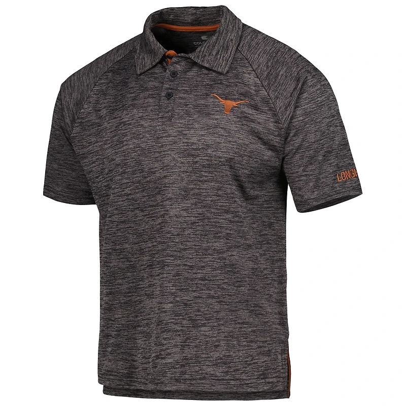 Polo raglan Colosseum Heather noir chiné Texas Longhorns pour homme