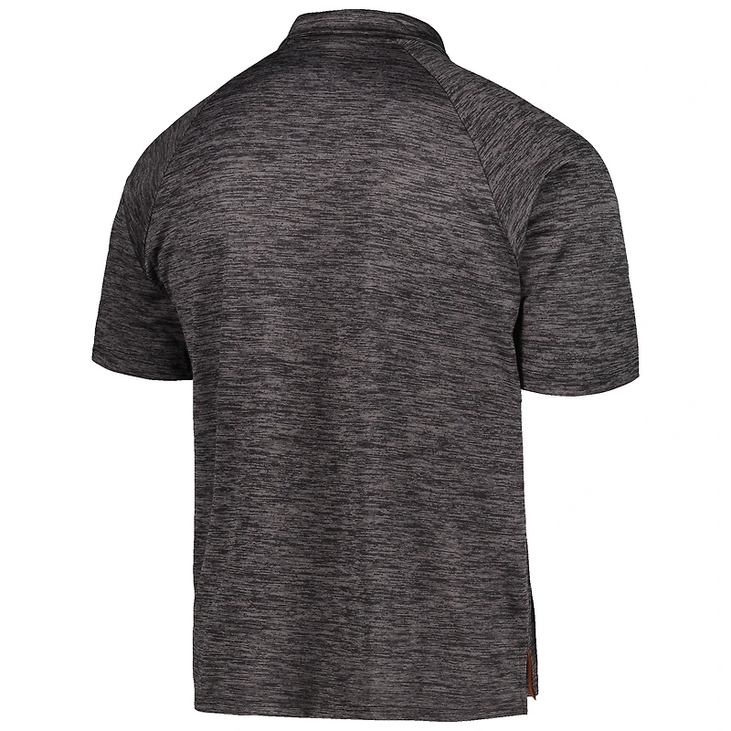 Polo raglan Colosseum Heather noir chiné Texas Longhorns pour homme