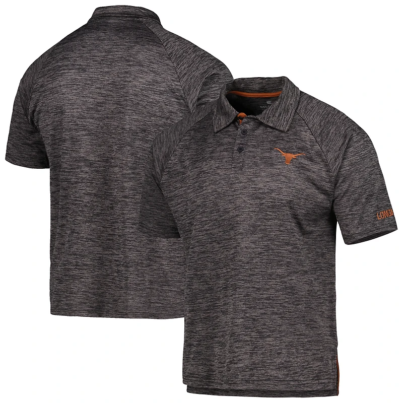 Polo raglan Colosseum Heather noir chiné Texas Longhorns pour homme