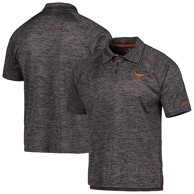 Polo raglan Colosseum Heather noir chiné Texas Longhorns pour homme