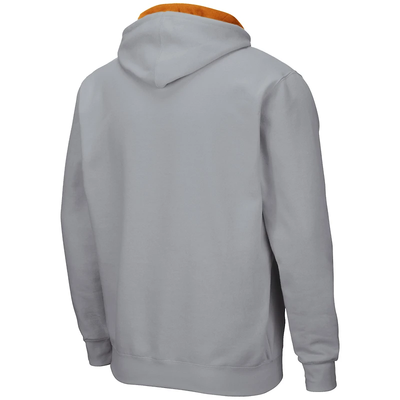 Sweat à capuche entièrement zippé Colosseum Texas Longhorns Arch & Logo 3.0 pour homme, gris chiné