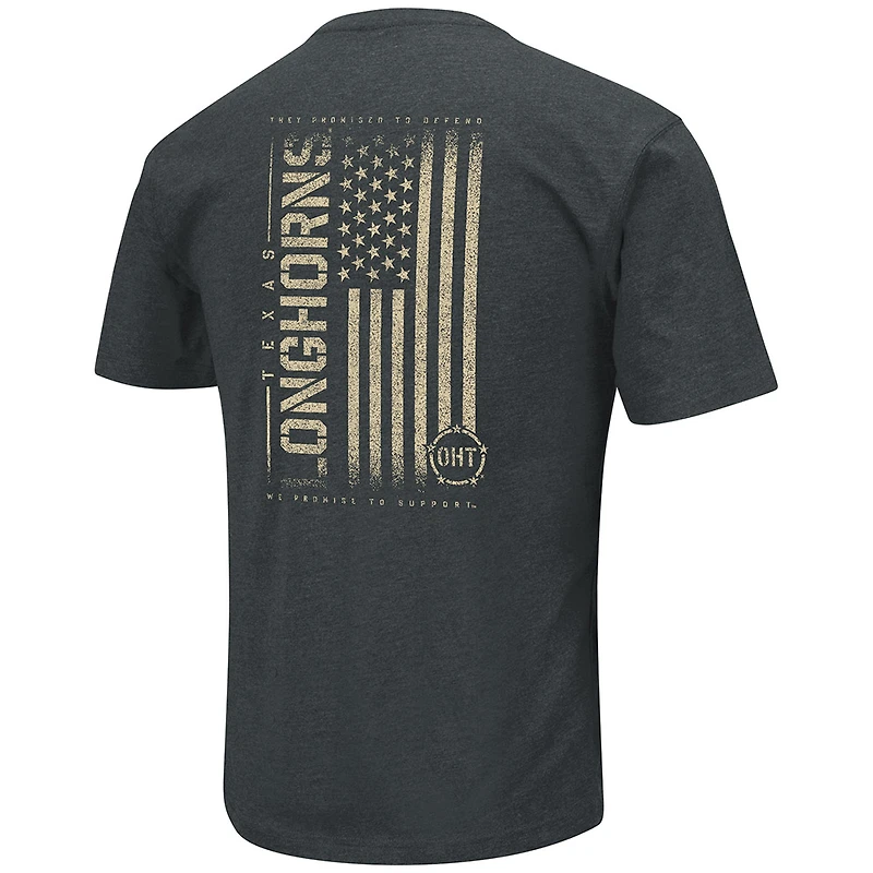 T-shirt Colosseum Heathered Black Texas Longhorns OHT pour hommes, drapeau d'appréciation militaire 2.0