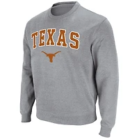 Men's Colosseum Heathered Gray Texas Longhorns Arch & Logo Pullover Sweatshirt