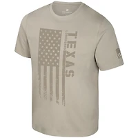 Men's Colosseum  Oatmeal Texas Longhorns Operation Hat Trick Dune Flag T-Shirt
