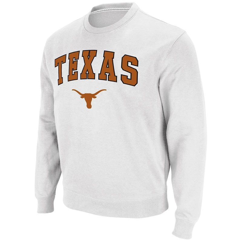 Men's Colosseum White Texas Longhorns Arch & Logo Pullover Sweatshirt