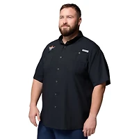 Chemise boutonnée Columbia Black Texas Longhorns pour homme, grande taille, Tamiami Omni-Shade