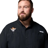 Chemise boutonnée Columbia Black Texas Longhorns pour homme, grande taille, Tamiami Omni-Shade