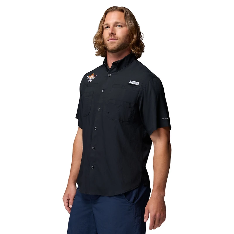 Men's Columbia Black Texas Longhorns Tamiami Omni-Shade Button-Down Shirt