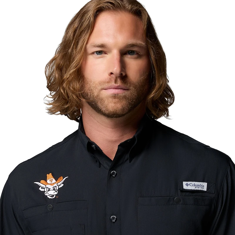 Men's Columbia Black Texas Longhorns Tamiami Omni-Shade Button-Down Shirt