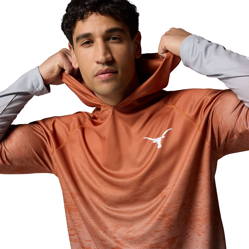 Sweat à capuche Columbia Burnt Orange Texas Longhorns PFG Gradient Water Super Terminal Tackle pour homme avec t-shirt Omni-Wick