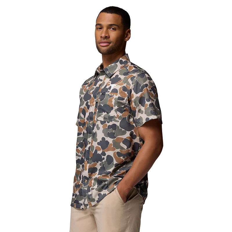 Chemise boutonnée Columbia Camo Texas Longhorns Super Slack Tide Omni-Wick pour homme