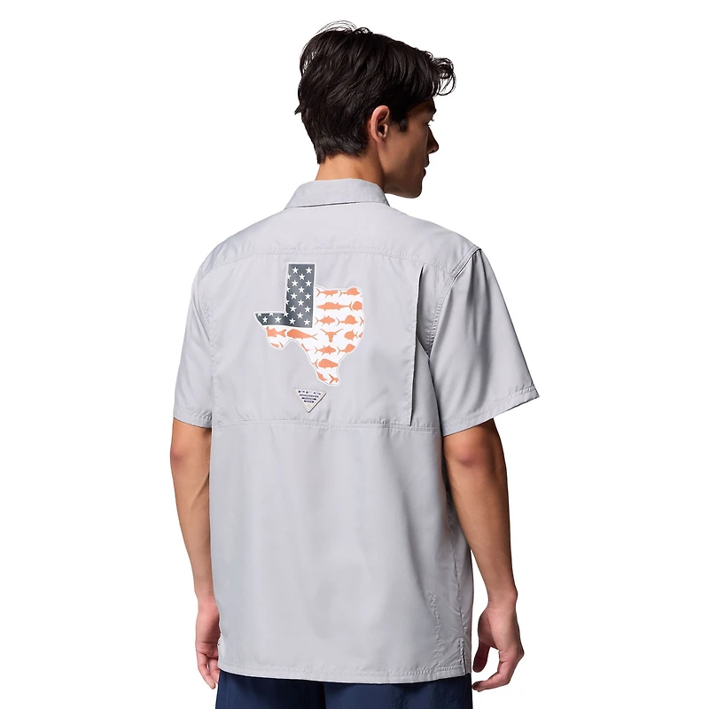 Chemise boutonnée Columbia grise Texas Longhorns Slack Tide Camp pour homme